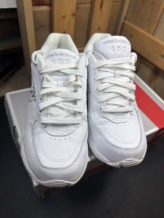 Women New Balance 405 Womens 8.5 D Wide White Leather Walking Shoes WW405WT Box